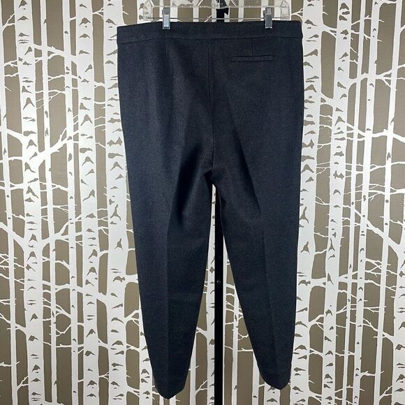 Tory Burch Wool Flannel Pleated Cropped Tapered Dress Pants Charcoal Gray XL - Picture 2 of 9